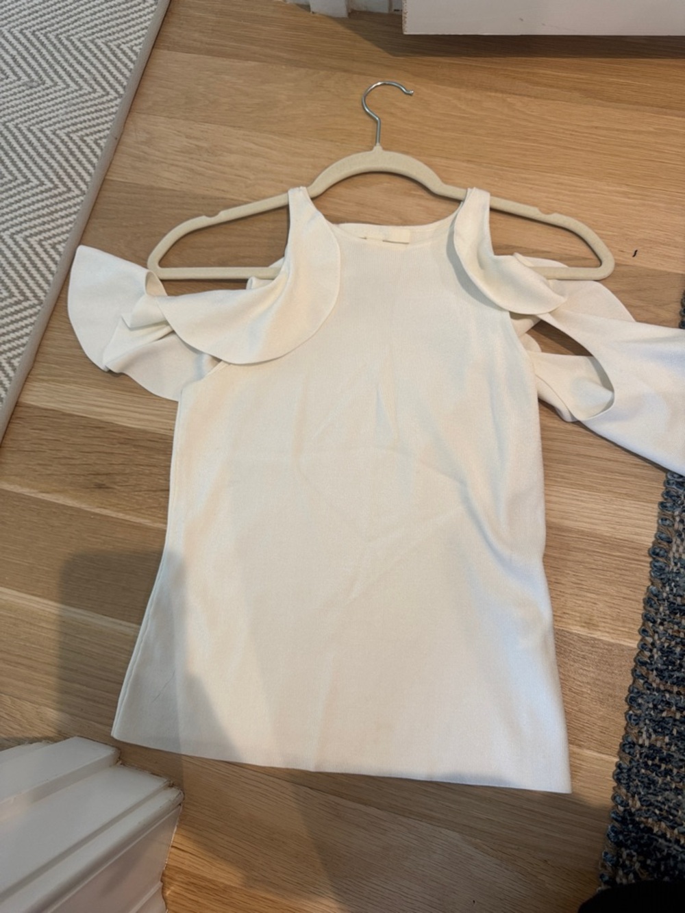 Jonathan Simkhai Cream Ruffle-Trim Tank - Picture 4 of 4